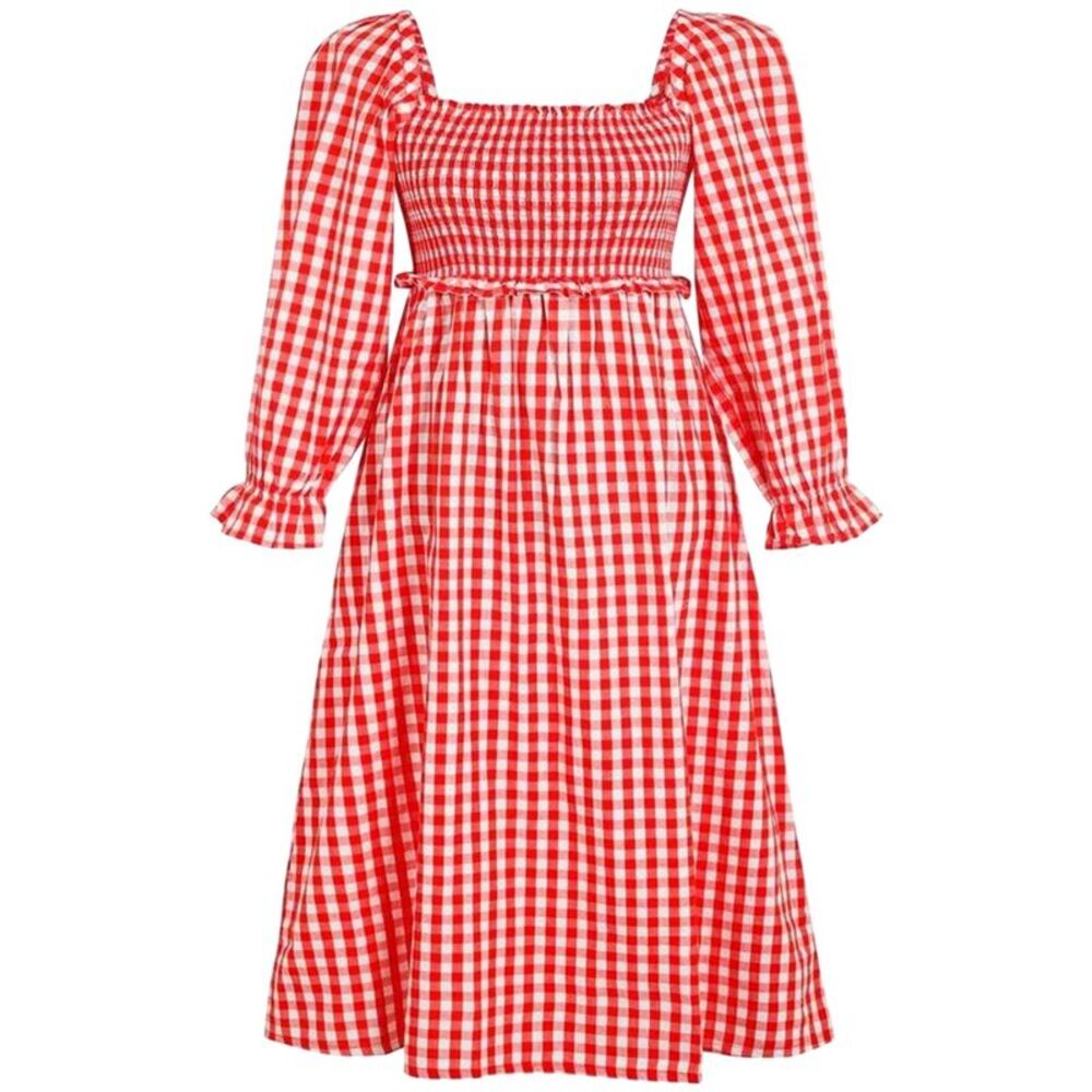 Miso Womens/Ladies Gingham Long-Sleeved Midi Dress / Red/White